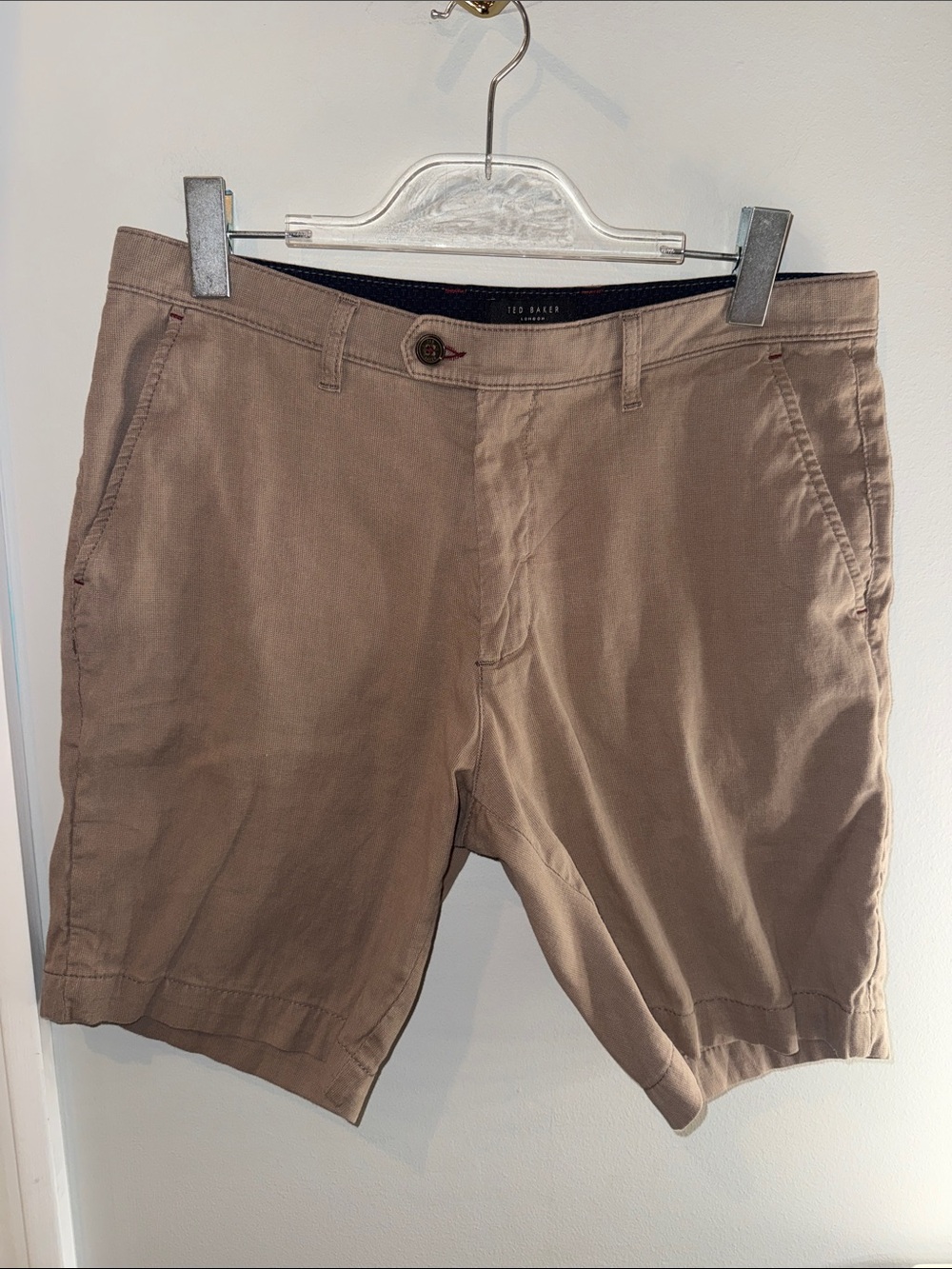 Ted Baker Men's Taupe Flat-Front Cotton Shorts
